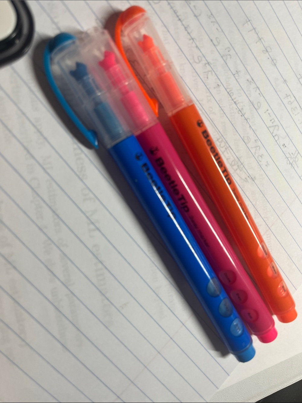 4 for $25 | Kokuyo Beetle Tip Highlighter Pens - Blue, Pink, Orange